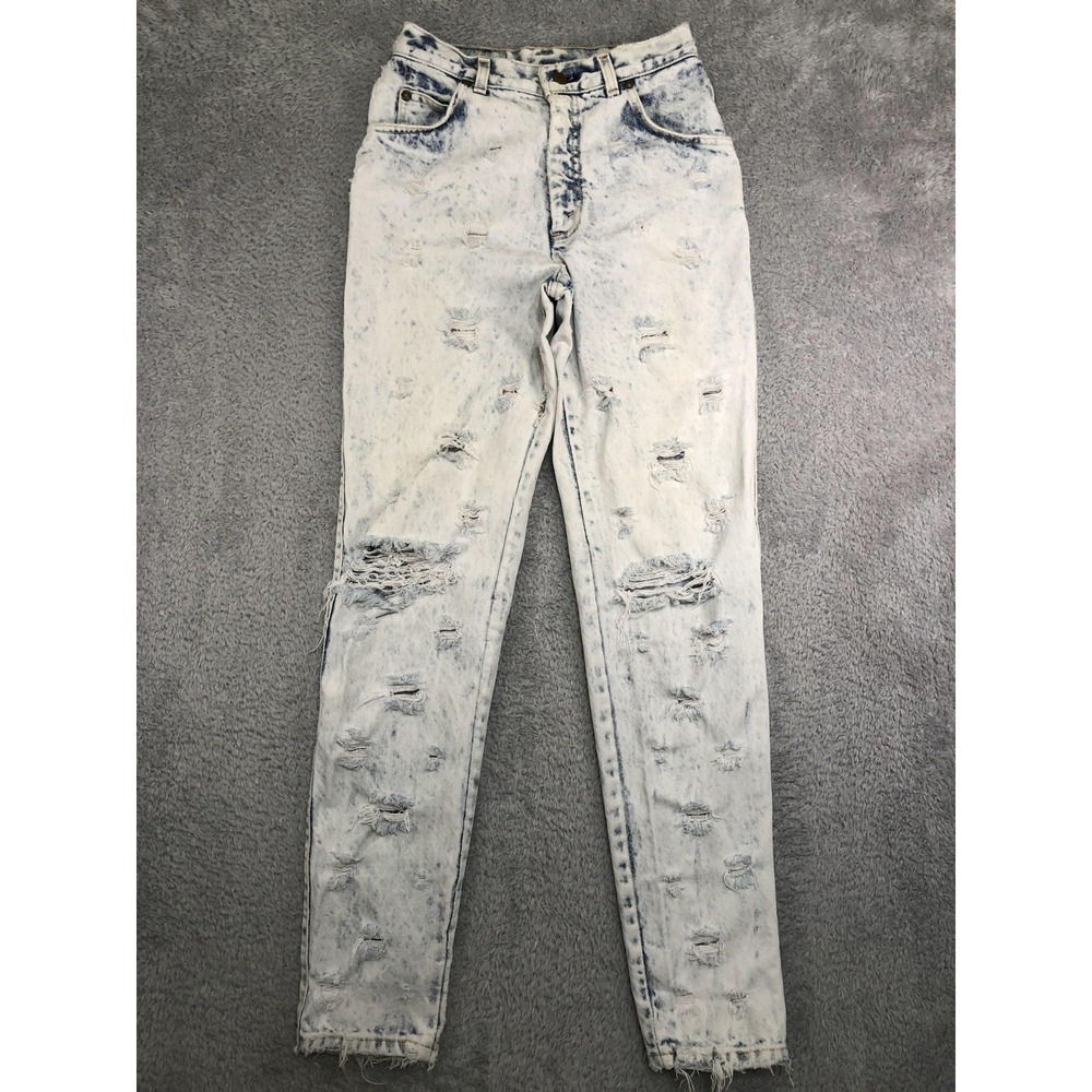 VTG Levis Jeans Womens 9 (25x32) Blue Acid Wash Made In USA Tapered Distressed